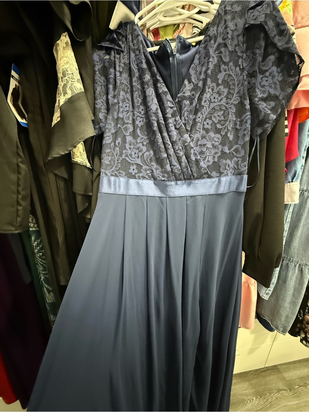 Miusol Navy Lace Bodice Maxi Dress